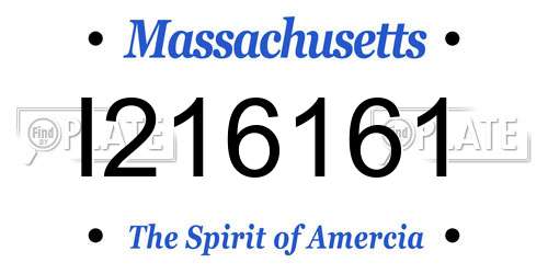 I216161 Massachusetts License Plate