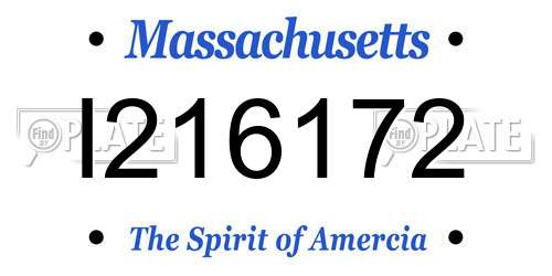 I216172 Massachusetts License Plate
