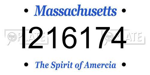 I216174 Massachusetts License Plate