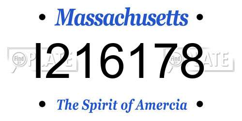 I216178 Massachusetts License Plate