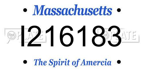 I216183 Massachusetts License Plate