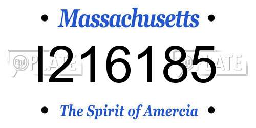 I216185 Massachusetts License Plate