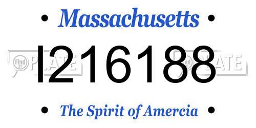 I216188 Massachusetts License Plate