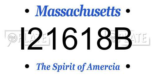 I21618B Massachusetts License Plate