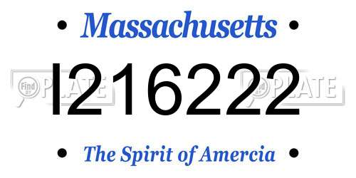 I216222 Massachusetts License Plate