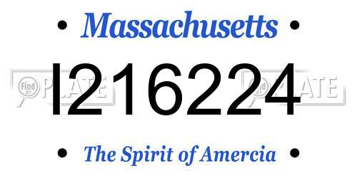 I216224 Massachusetts License Plate