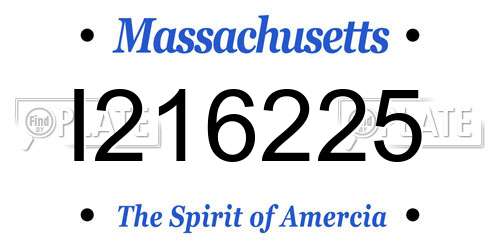I216225 Massachusetts License Plate