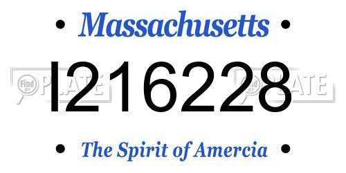 I216228 Massachusetts License Plate