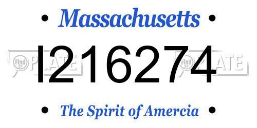I216274 Massachusetts License Plate