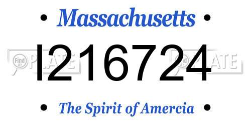 I216724 Massachusetts License Plate