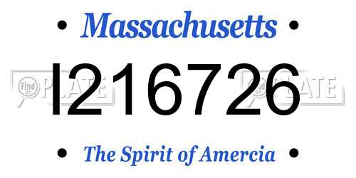 I216726 Massachusetts License Plate