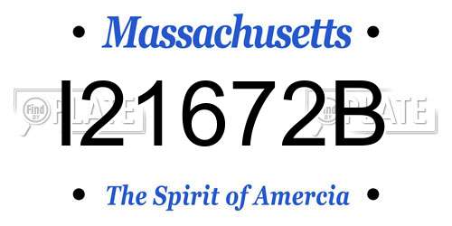 I21672B Massachusetts License Plate