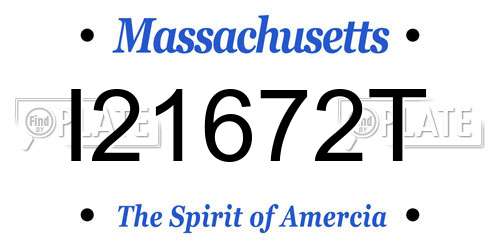 I21672T Massachusetts License Plate