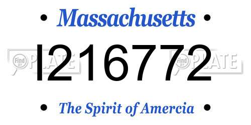 I216772 Massachusetts License Plate