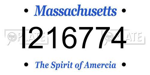 I216774 Massachusetts License Plate