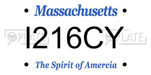 I216CY Massachusetts License Plate