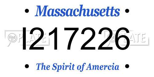 I217226 Massachusetts License Plate