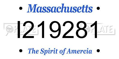 I219281 Massachusetts License Plate