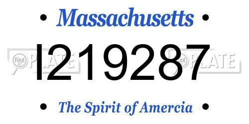 I219287 Massachusetts License Plate