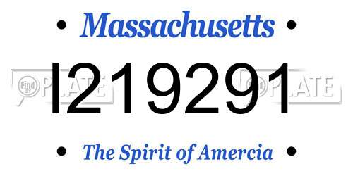 I219291 Massachusetts License Plate