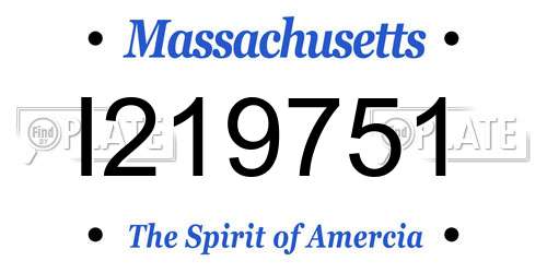 I219751 Massachusetts License Plate