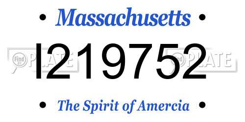 I219752 Massachusetts License Plate