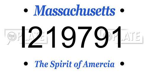 I219791 Massachusetts License Plate