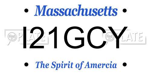 I21GCY Massachusetts License Plate