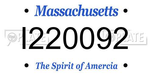 I220092 Massachusetts License Plate