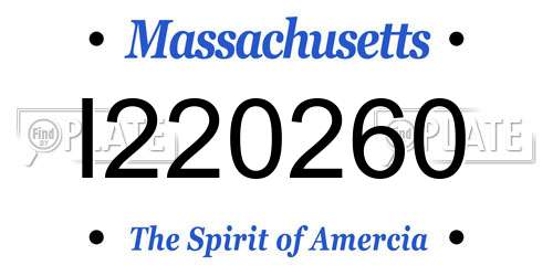 I220260 Massachusetts License Plate