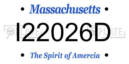 I22026D Massachusetts License Plate