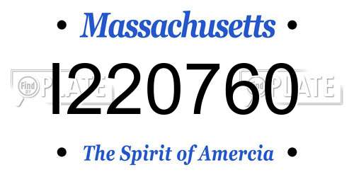 I220760 Massachusetts License Plate