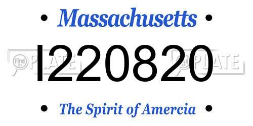 I220820 Massachusetts License Plate
