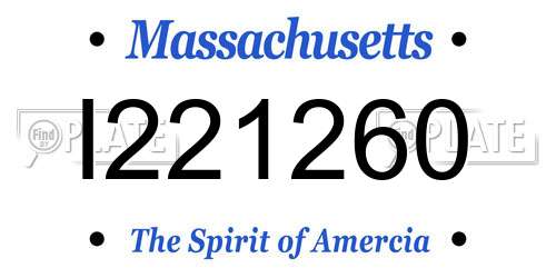 I221260 Massachusetts License Plate