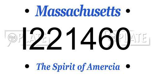 I221460 Massachusetts License Plate