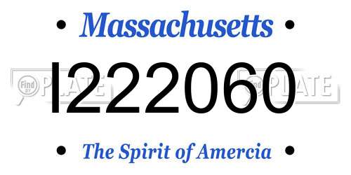 I222060 Massachusetts License Plate