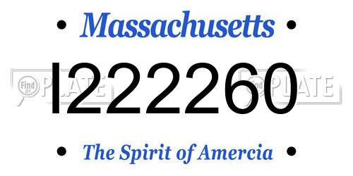 I222260 Massachusetts License Plate