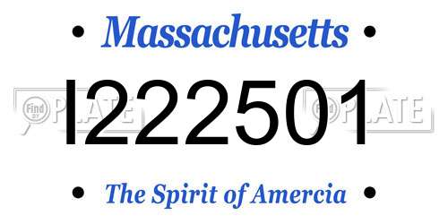 I222501 Massachusetts License Plate