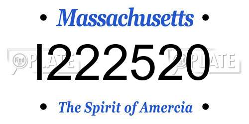I222520 Massachusetts License Plate