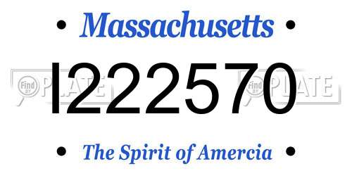 I222570 Massachusetts License Plate