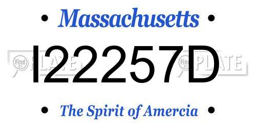 I22257D Massachusetts License Plate