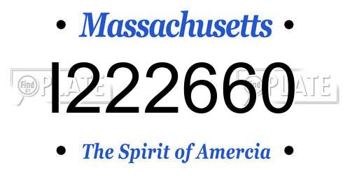 I222660 Massachusetts License Plate