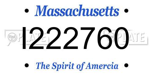 I222760 Massachusetts License Plate