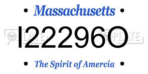 I22296O Massachusetts License Plate