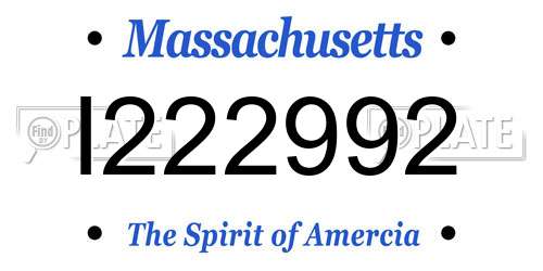 I222992 Massachusetts License Plate