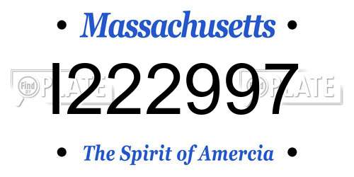 I222997 Massachusetts License Plate