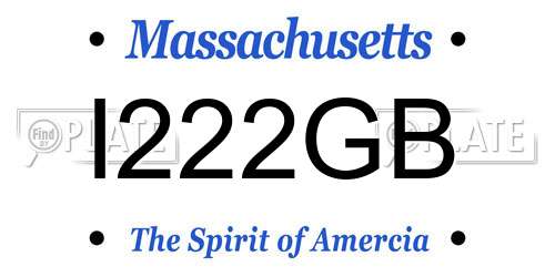 I222GB Massachusetts License Plate