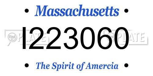I223060 Massachusetts License Plate