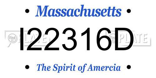 I22316D Massachusetts License Plate