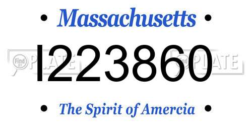 I223860 Massachusetts License Plate